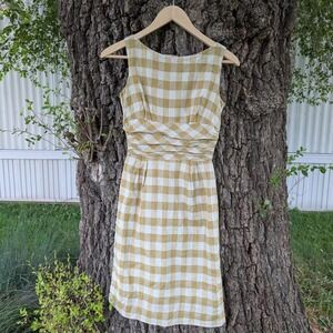 intage Jonathan Logan Yellow‎ and white plaid dress